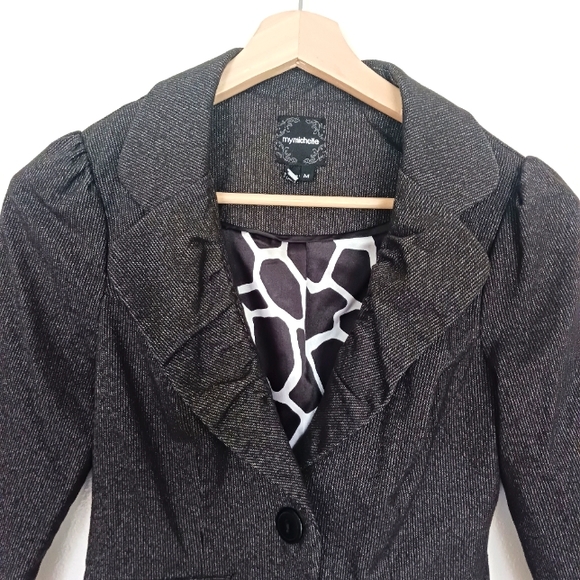 My Michelle • Women's Lapel Collar Single Button Quarter Sleeve Cropped … - Picture 12 of 12